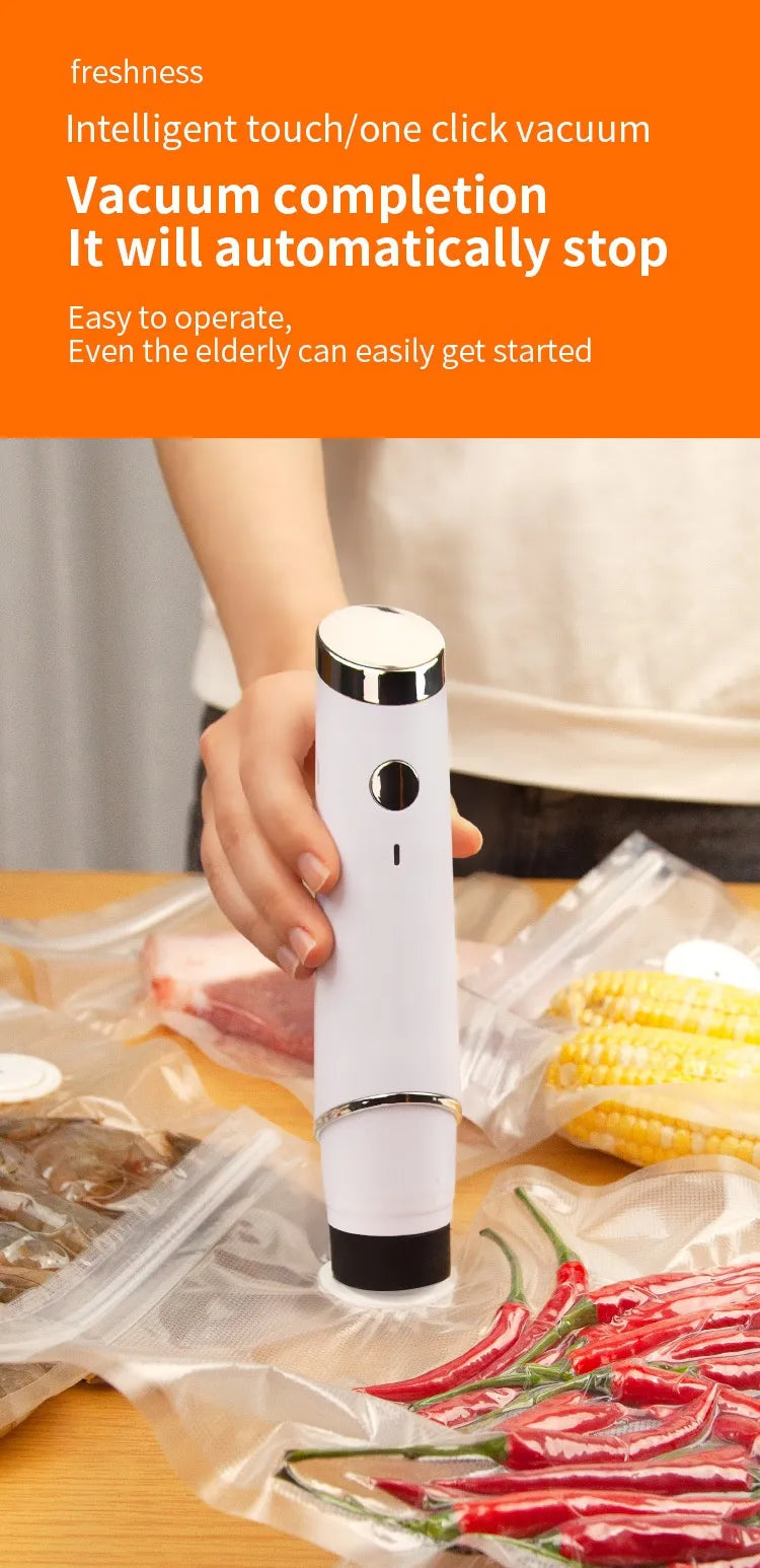 Vacuum Food Storage Bags with USB Electric Pump - Reusable Airtight Freshness Sealer Set