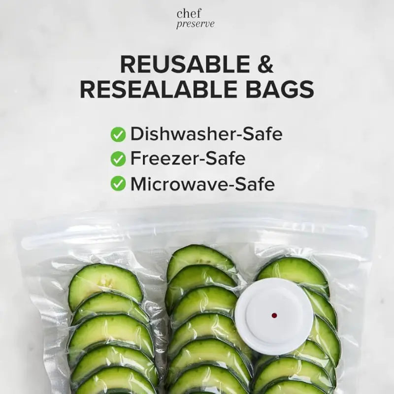 Vacuum Food Storage Bags with USB Electric Pump - Reusable Airtight Freshness Sealer Set