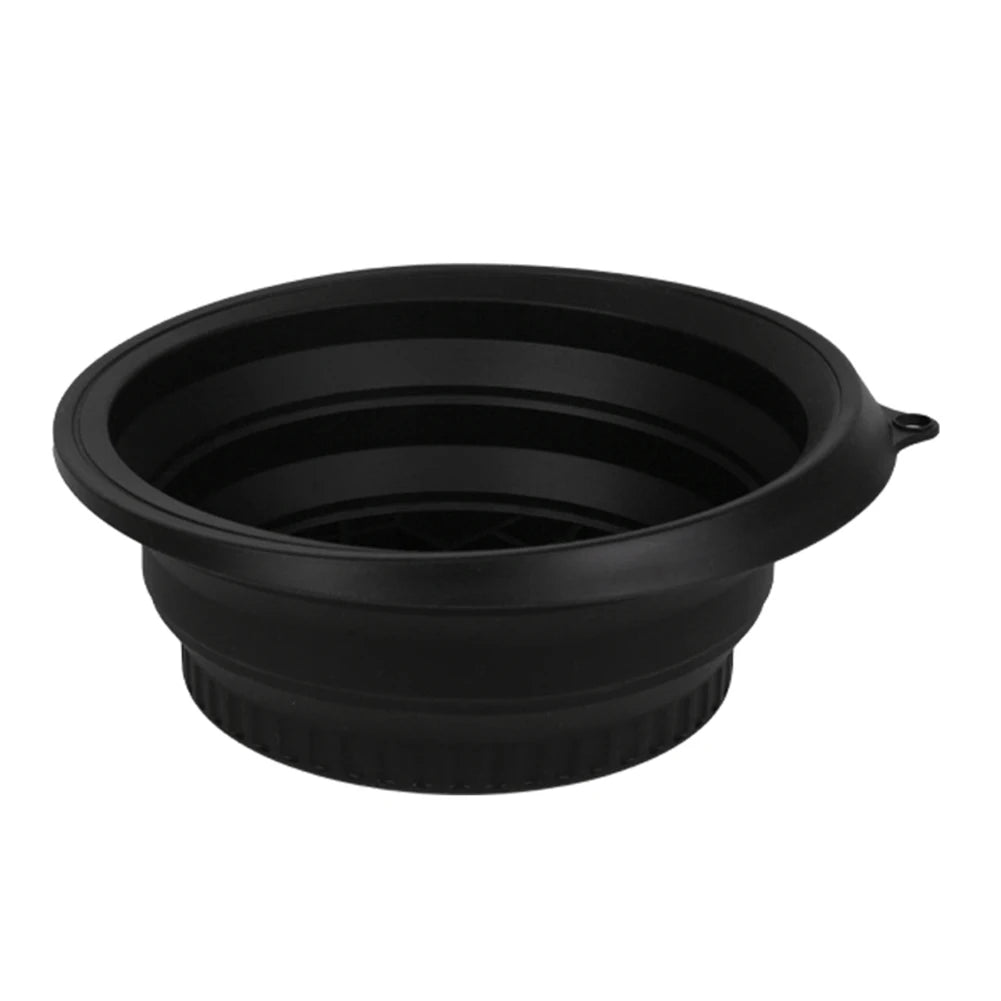 Silicone ice facial folding washbasin in black – collapsible cold plunge bowl for skincare and ice bath therapy