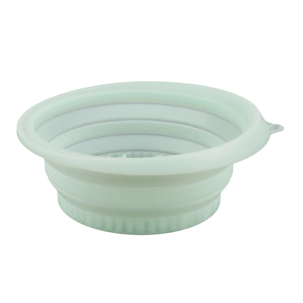 Portable silicone facial ice bath bowl in green – foldable washbasin for skincare routine