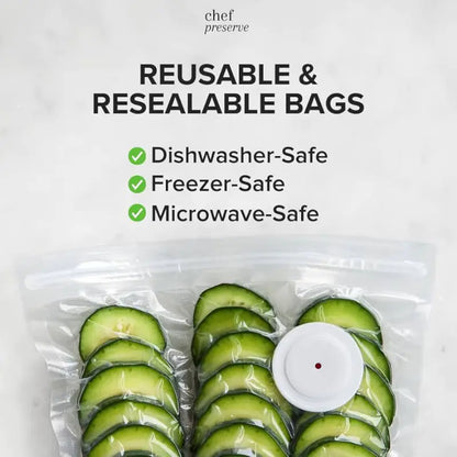Vacuum Food Storage Bags with USB Electric Pump - Reusable Airtight Freshness Sealer Set