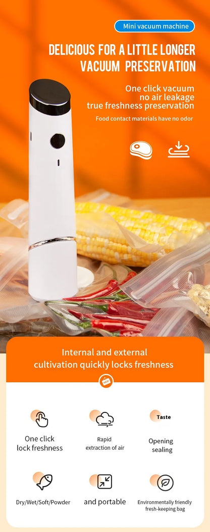 Vacuum Food Storage Bags with USB Electric Pump - Reusable Airtight Freshness Sealer Set